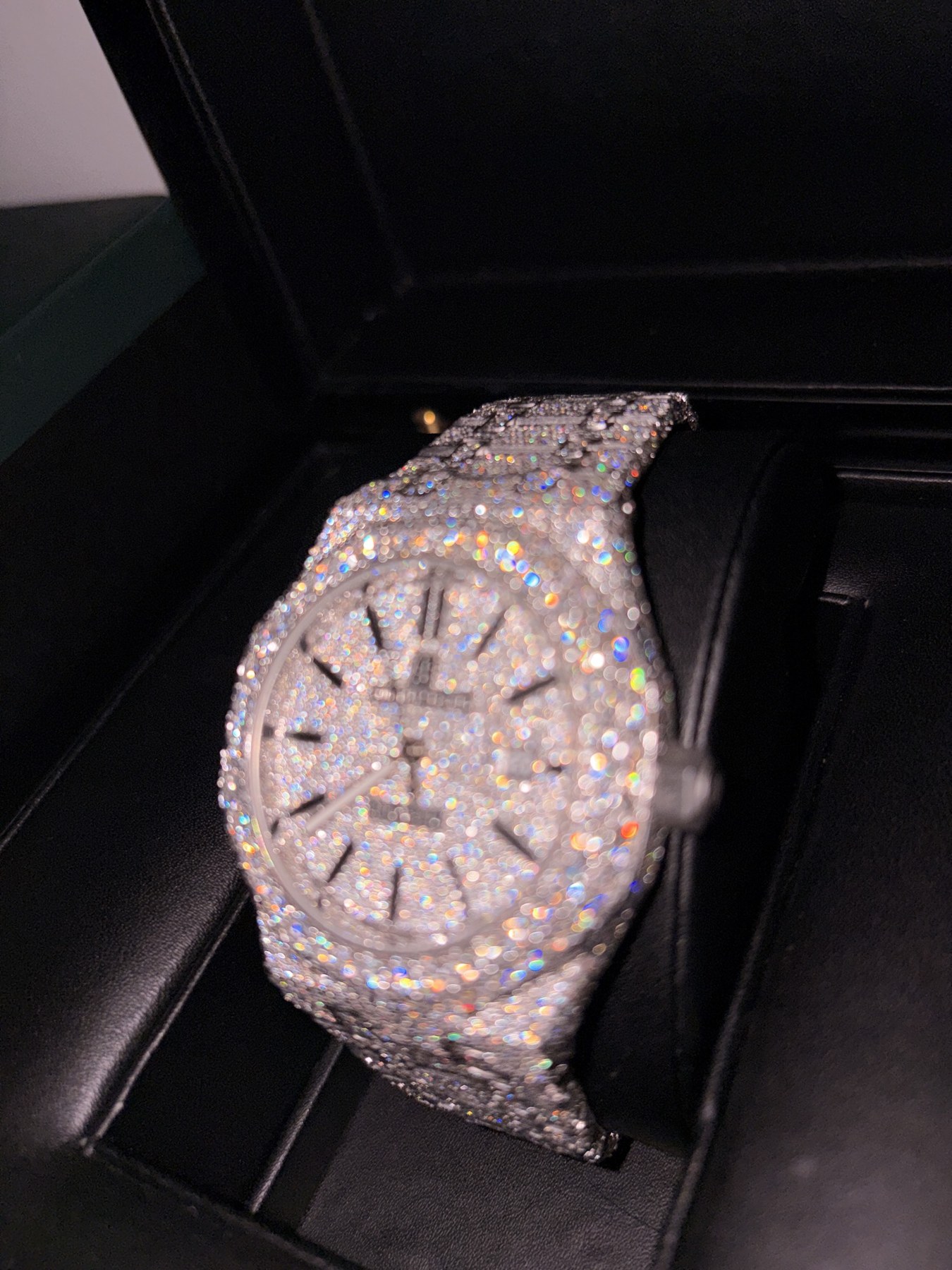 Fully iced silver watch