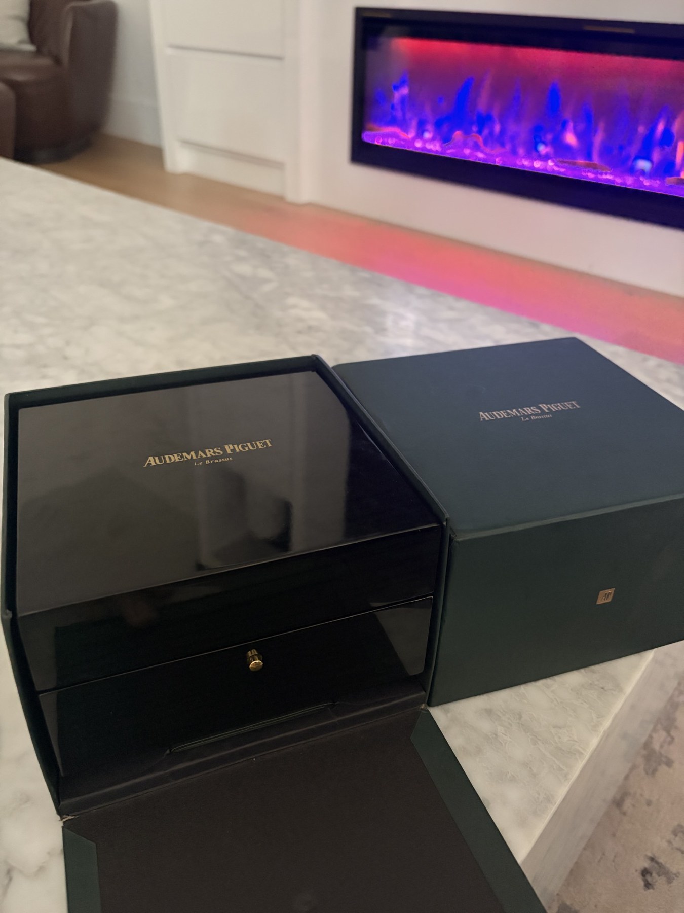 Watch boxes on a table